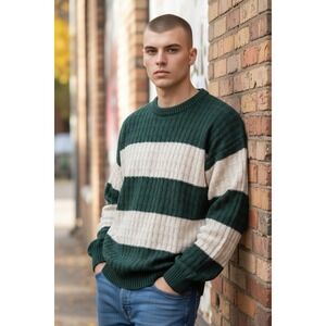 NWT VTG Lee‎ Sport Nutmeg Mills Color block Knit  Sweater L Gorpcore Grandpa 90s